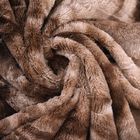 Brushed Pv Velvet Fake Fur Blanket For Children / Adults Allergy Free Brown Color